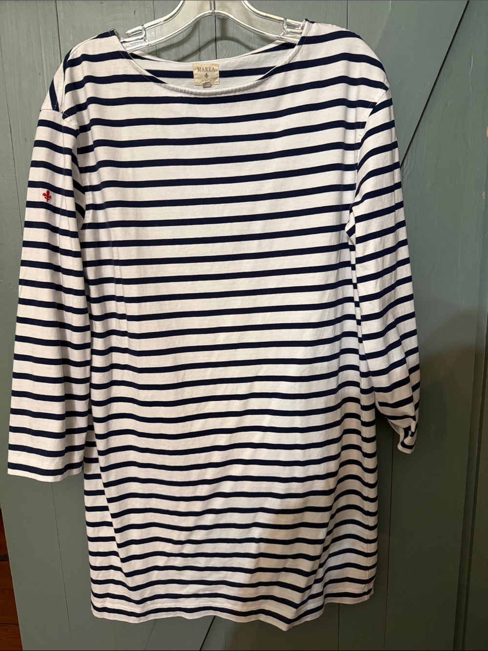 Marea Navy and White Stripe Boatneck dress